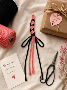 Y2K Style Dual Color Braided Rope Hanging Ornament, Handmade Knot Fringe DIY Accessory, Keychain Backpack Wallet Car Key Decor