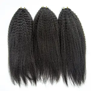 Cuticle Aligned Unprocessed Virgin hair Kinky Straight Tape Hair Extension Tape Ins