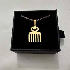 Dainty Afro Comb Earring & Necklace Set