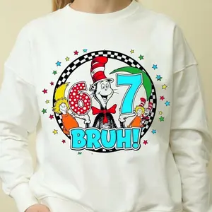 Youth & Adult Dr Seuss Shirt & Shirt for Teacher Shirt, Retro dr suess day Shirt Design, Read Across America Sublimation, Six Seven Bruh [Tshirt - Sweatshirt]