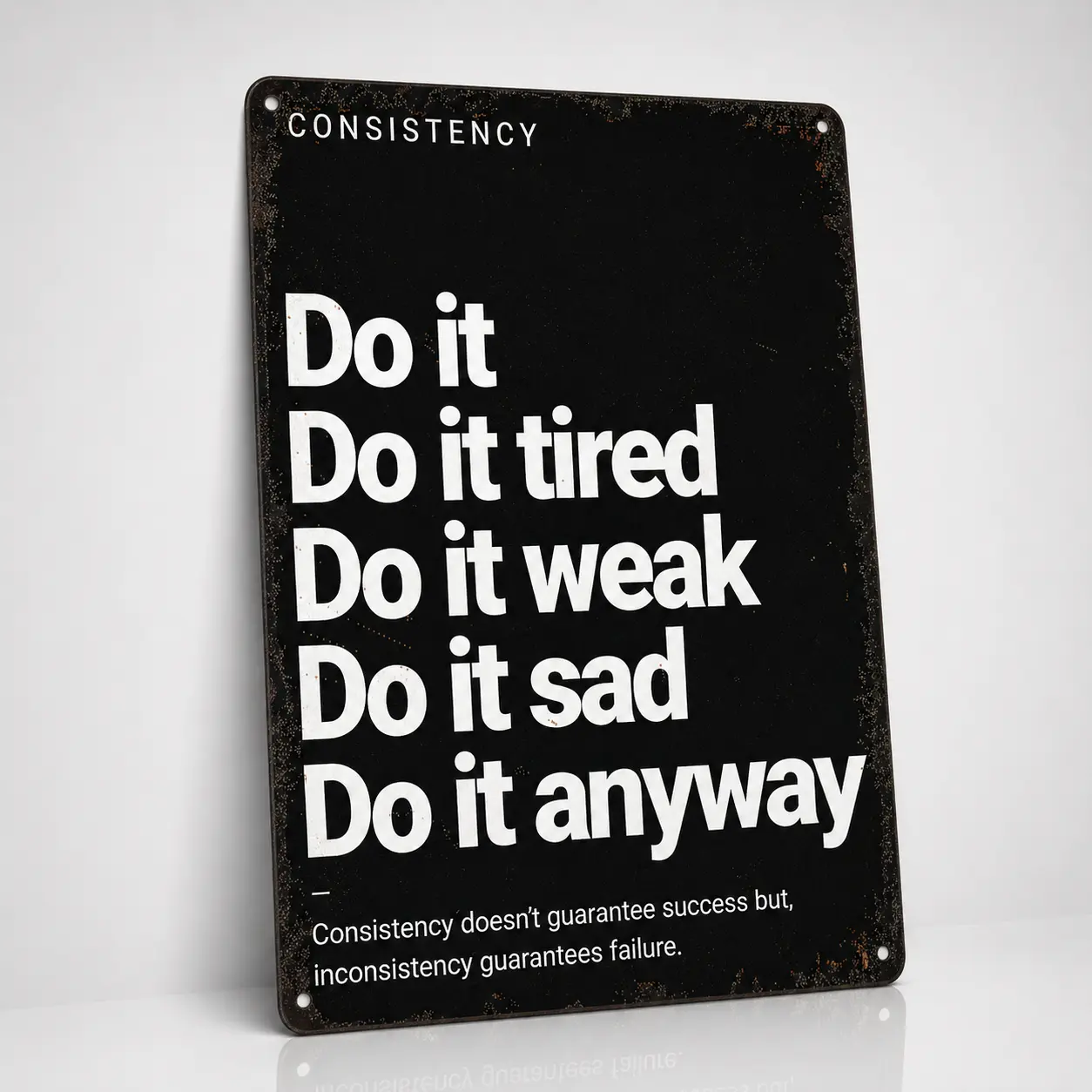 Vintage Aluminum Hanging Metal Sign - 8x12 in Motivational Quote Plaque with "Consistency Do It Anyway" Text, Retro Aesthetic Aluminum-Based Sport-Inspired Home Sign for Workout Room, Outdoor Decor, Aluminum-Based Home Signs, Sport-Inspired Home Signs sum
