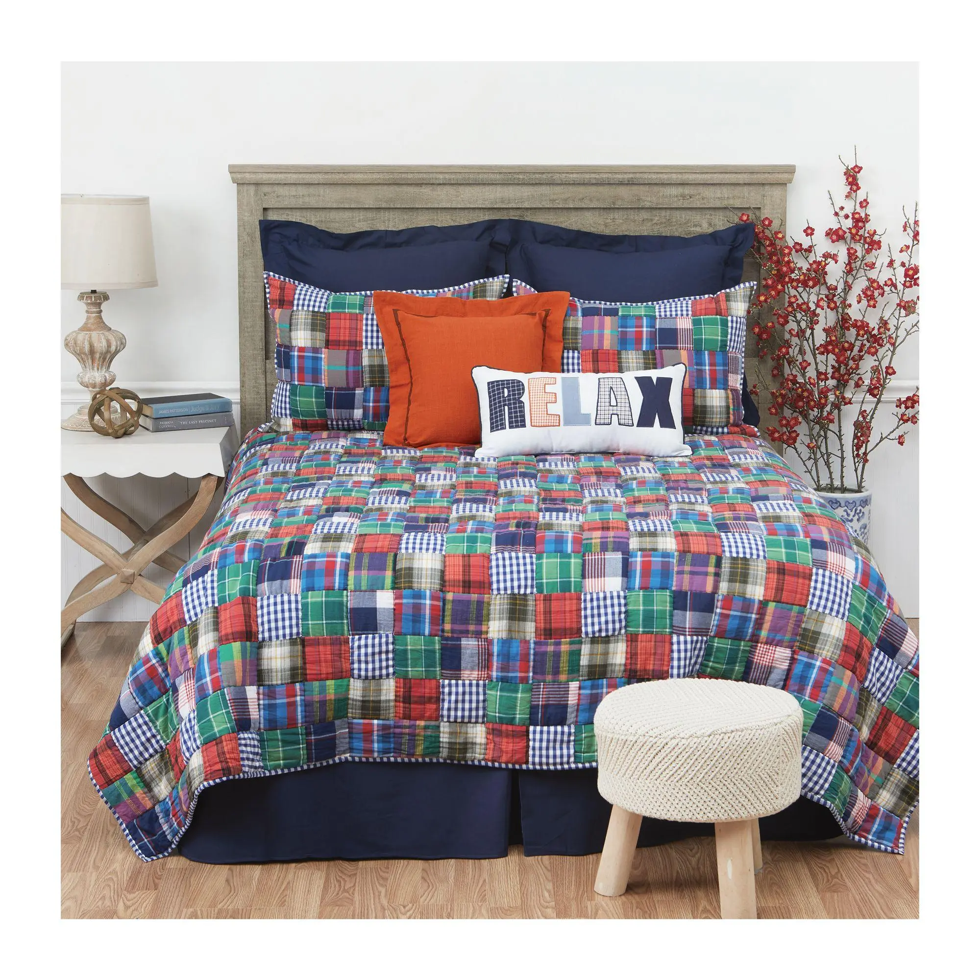 102" x 118" Madras Plaid 1-Piece Queen Bedspread by Valerie 102" x 118" Madras Plaid 1-Piece Queen Bedspread by Valerie