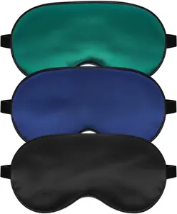 Silk Sleep Mask for Sleeping with Adjustable Strap, Satin Blackout for Men&Women, Comfortable Blindfold Eyeshade for Night Sleep (Black,Blue,Green) spacepower
