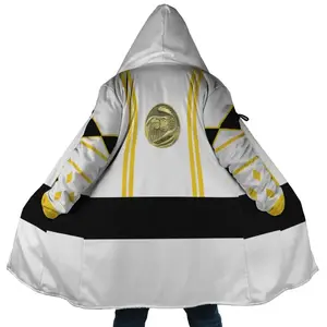 White Ranger Cloak Coat, Power Rangers Men's Women's Hooded Coat Cosplay, Fleece Jackets Coats, Gift For Men And Women