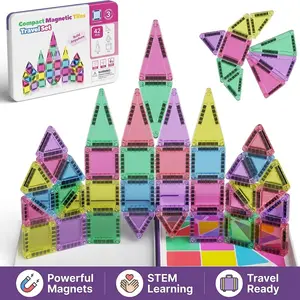 42PCS Mini Magnetic Building Blocks in Portable Case: Must-Have STEM Montessori Toys for Toddlers. Perfect Travel Airplane Toys & Cool Birthday Gift for Boys & Girls!