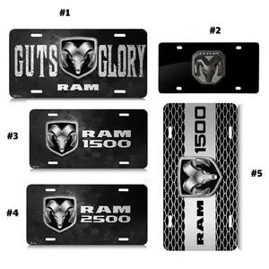 RAM 1500 2500 Guts Glory Metal Look Graphic License Plate 12x6 Aluminum Vanity Tag US Vehicles Pre-Drilled Holes Made in USA