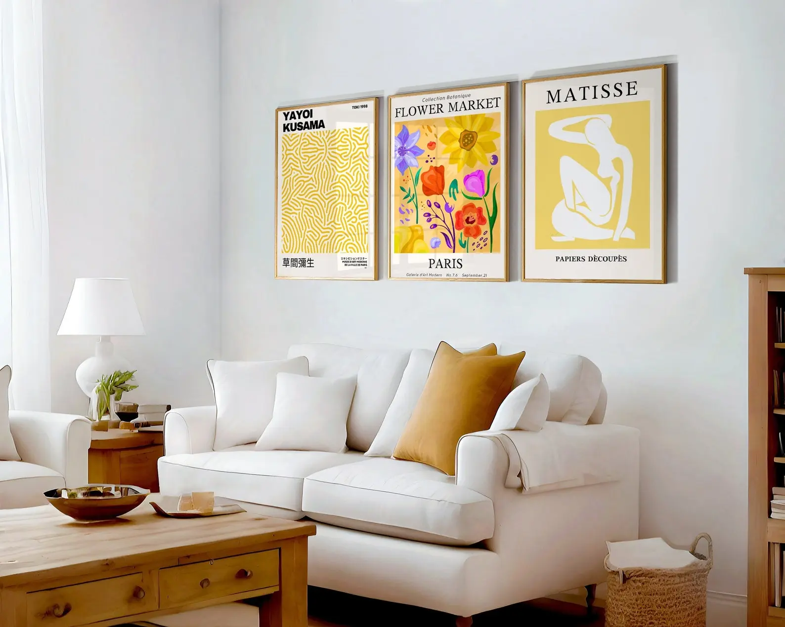 Yellow Print Set Of 3, Flower Poster, Matisse Poster, Yayoi Poster