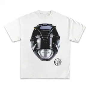 Black Power Ranger MM Tee - Oversized Cotton Casual Shirt with Retro Vintage Look