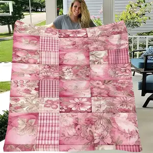 Floral Plaid Flannel Blanket, Vintage and Fashionable, Extra Large Soft Comfort, Ideal for Camping, Travel, Home Use, Unisex Gift