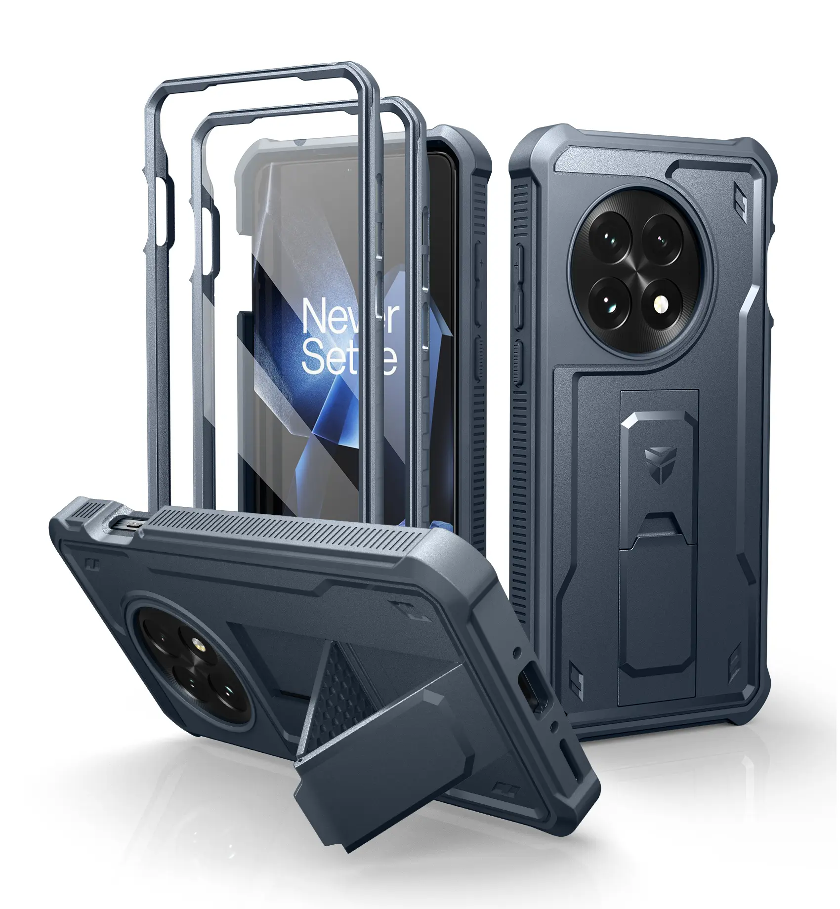 Dexnor for OnePlus 13 Case, [2 Front Frame] [Built-in Screen Protector & Kickstand] [Work with Fingerprint ID] Heavy Duty Military Grade Protection Shockproof Case for OnePlus 13 5G (2025)