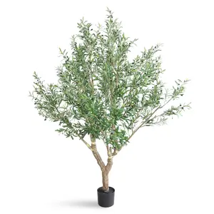 Faux Olive Tree 8ft，Olive Trees Artificial Indoor with Natural Wood Trunk and Realistic Leaves and Fruits. 8 FeetFake Olive Tree for Home House Office Décor. Indoor Artificial Olive Tree Silk Olive Tree Decorative Plant