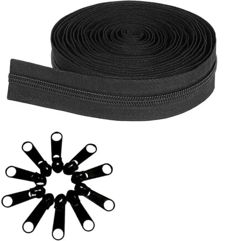 Chain zipper, continuous nylon coil, with zipper slider, Smooth zippers
