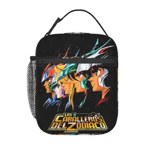 Durable Saint seiya Insulated Lunch Bag, Caballeros del zodiaco Reusable Cooler Lunch Box and Caballeros del zodiaco figuras Portable Leakproof Thermal Bag. Suitable for Girls, Boys and Travel Use