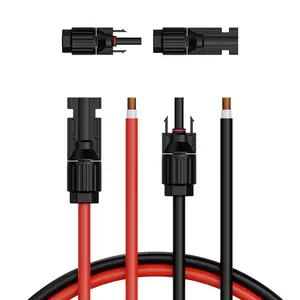 50FT Solar Panel Extension Cable, 10AWG Solar Extension Cable Wire with Female & Male Waterproof Connectors, 6mm² PV Cable for Home, Ship and RV Solar Panels, 50FT Black + 50FT Red (Set of 2)
