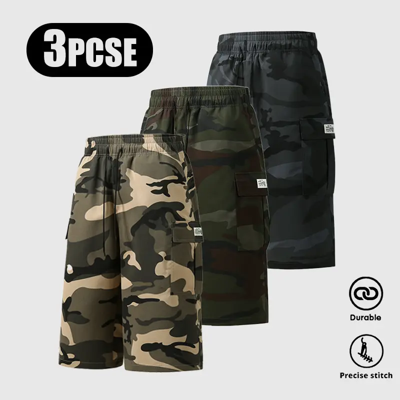 Men's Plain / Camo Print Letter Patched Drawstring Waist Cargo Shorts, Regular Fit Casual Comfortable Breathable Flap Pocket & Slant Pocket Design Shorts for Daily Wear, Men's Bottoms for All Seasons, Camouflage Shorts straight-leg pant Men's Plain / Camo Print Letter Patched Drawstring Waist Cargo Shorts, Regular Fit Casual Comfortable Breathable Flap Pocket & Slant Pocket Design Shorts for Daily Wear, Men's Bottoms for All Seasons, Camouflage Shorts straight-leg pant