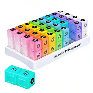 Monthly Pill Organizer Storage, 1 Set Twice-a-Day Pill Box with Stickers, AM/PM Design, Holds Vitamins & Supplements, Medicine Organizer for Home Organization