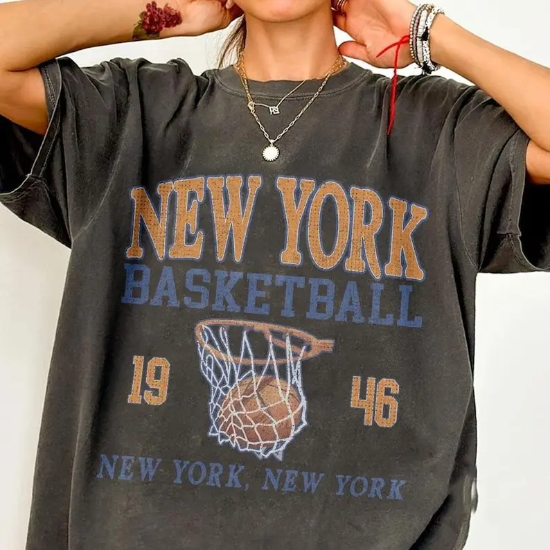Retro NY Basketball Champs Graphic T Shirt, Jalen Brunson Josh Hart Game Day Fiesta