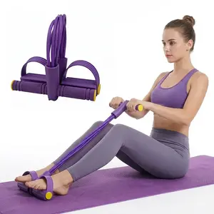 6-Tube Fitness Resistance Band with Foot Pedals – Portable, Elastic & Easy to Use