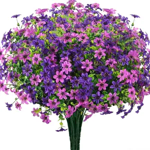 Artificial Flowers for Outdoors 12 Bundles Realistic Faux Silk Artificial Pansy Flower with Eucalyptus Stem, Fake Plants UV Resistant No Fade for Outside Planter Porch Patio Yard Window Garden Spring Summer Artificial Flower Decorations