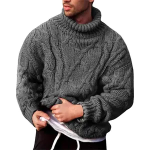 PASLTER Men's Thermal Turtleneck Sweater Long Sleeve Cable Knit Casual Chunky Pullover Jumper