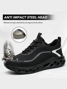 Steel Toe Work Shoes for Men and Women, Work Boots, Lightweight Breathable Anti-Scratch Safety Steel Head Sneakers, Durable Construction Footwear