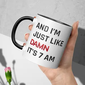 Early risers, I’m screaming—this relatable mug gets the 7 AM struggle so well 🤣 This ceramic mug works perfectly as a coffee mug—who could say no to a cup that nails my morning mood? Funny Accent Mug