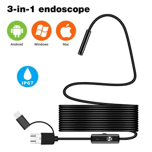 3 in 1 USB Endoscope for OTG Android Phone 7mm Borescope Inspection for PC MacBook Snake Camera For Pipeline mobile data cable