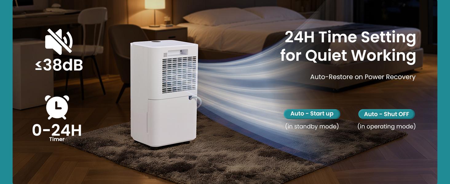Dehumidifier for Basement with Drain Hose,  Water Tank Quiet with Humidity Ring, Ideal Whole House Dehumidifiers for Home, Bedroom & Bathroom