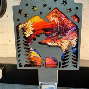 Moose Night Light Cover with Vibrant Floral Design and Star Cutouts for Cozy Ambiance