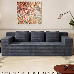 71" Love Seat Couches, Corduroy Boneless Loveseat with Deep Seats, 2 Seat couch Apartment Size Couch with 3 Pillows&Side Pockets for Bedroom, Office, No Assembly Required, Dark Grey/Light Grey/Camel/Antique Green/Aged Blue/Antique Bl