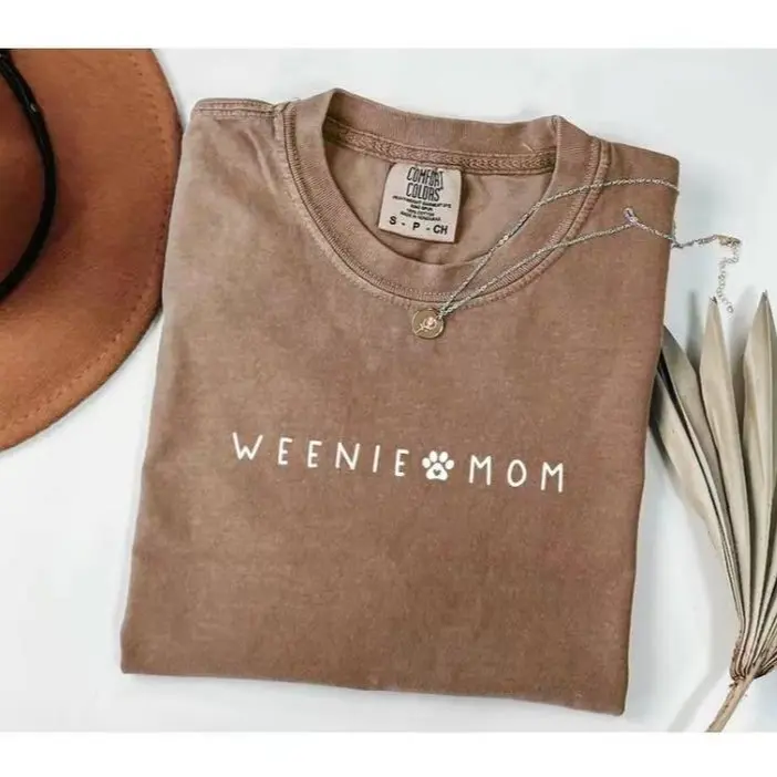 Comfort Colors Minimalist Weenie Mom T-Shirt, Dachshund TShirt, Wiener Dog Tee, Sausage Dog Mama Gifts For Her