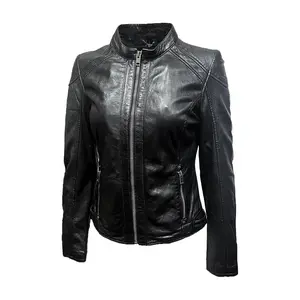 Mauritius Women's Genuine Leather Jacket Black