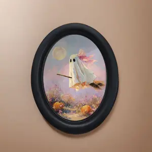 Vintage Art Style Ghosts in Flower Pattern Home Decor, Perfect for Halloween Christmas Thanksgiving, Wall Decoration for Room Office