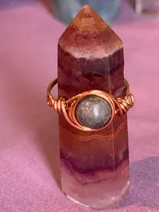 Amazonite size 8 copper wire-wrapped ring