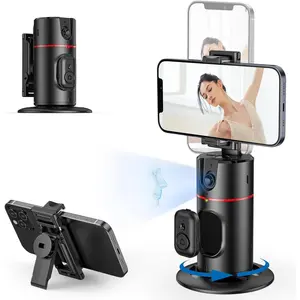 Auto Tracking Phone Holder,360° Rotation Phone Camera Mount Smart Shooting Phone Tracking Holder with Remote Selfie Stick for iPhone Android Stabilizer Shooting Live,No App,Rechargeable