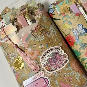 Blind Date with a Book Floral Gift Set Includes Pen Keychain,Stickers, Tassels and more Perfect for Book Lovers
