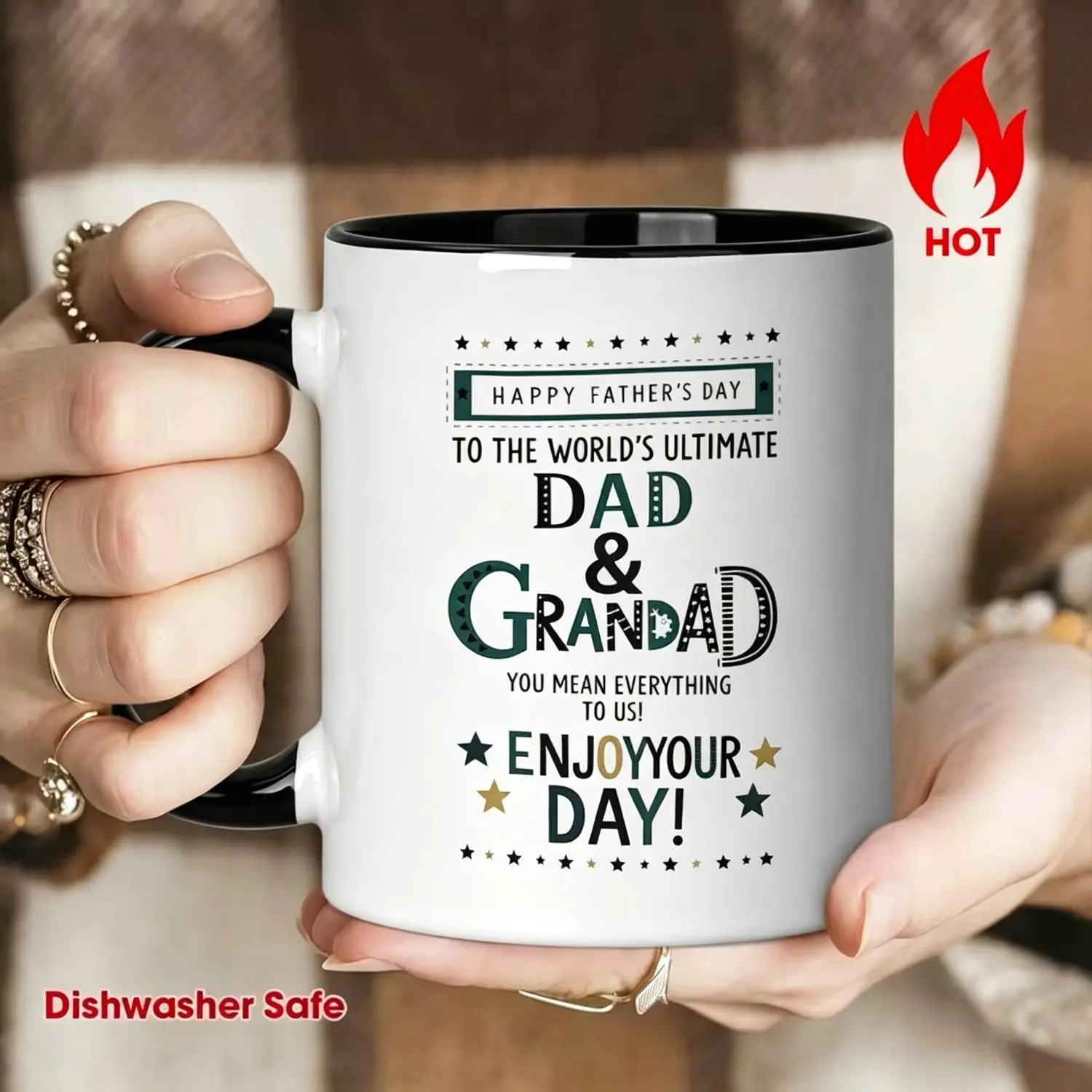 1pc 11oz Ceramic Father's Day Mug, "Happy Father's Day to The Ultimate Dad & Grandad..." Printed Coffee Mug, Dishwasher Safe, Ideal Gift for Dad/Grandad, Father's Day/Birthday