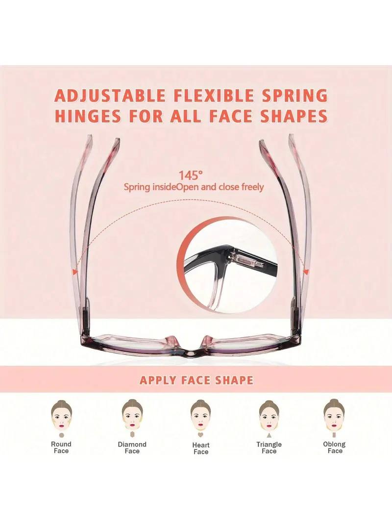 Fashionable Women's Reading Glasses Blue Light Blocking Computer Square