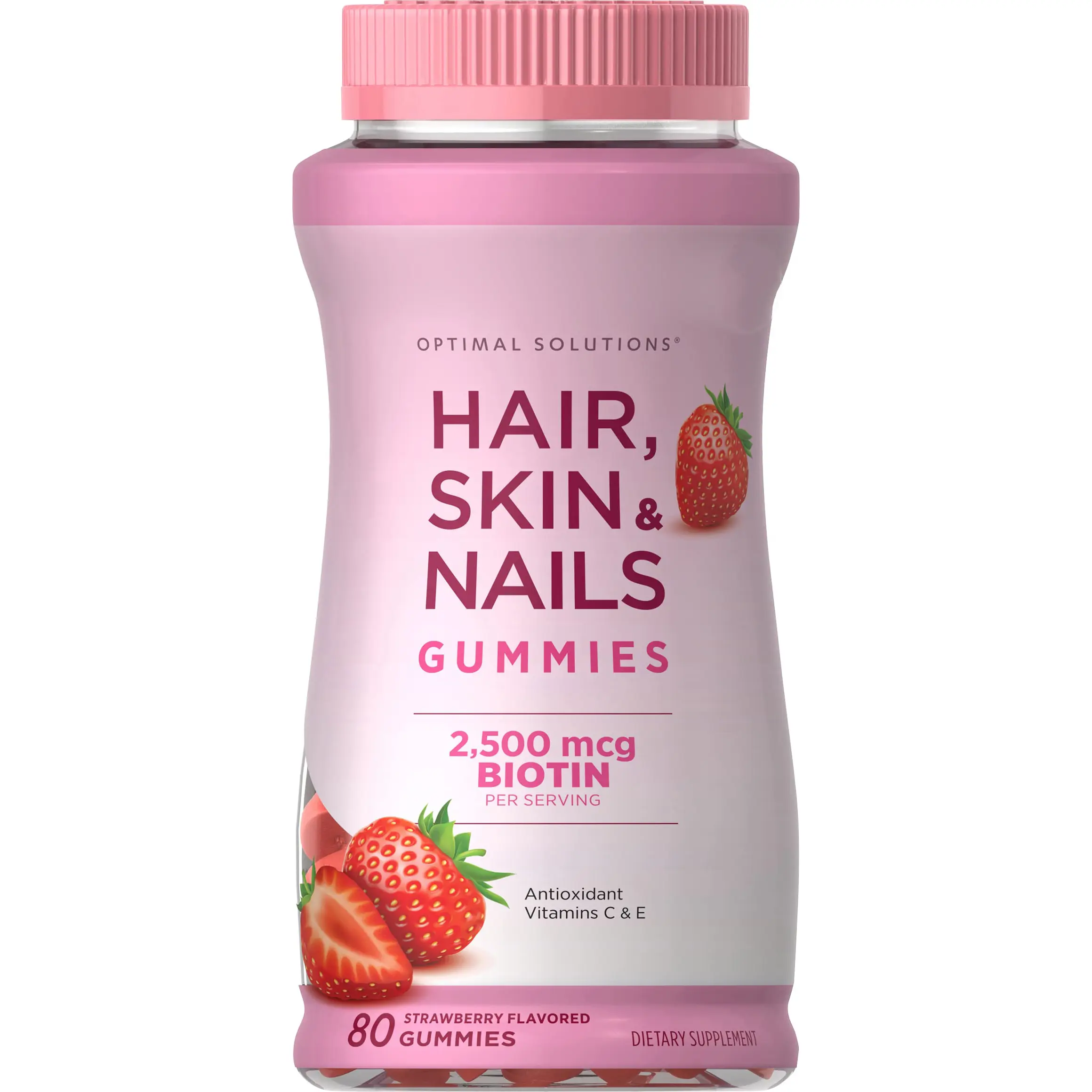 Biotin 2500mcg Chewable Gummy Dietary Supplement, Strawberry Flavored, with Vitamin C for Hair, Nails & Skin Care, Healthcare & Beauty Wellness Support