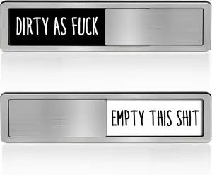 Dishwasher  Clean Dirty Sign, Non-Scratch Easy Slide ,  Stainless Steel and  , Stylish Kitchen Decor with Adhesive Stickers,  Thin Word 7 x 2