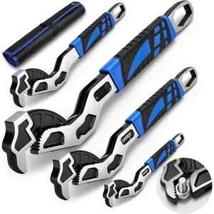 Self Adjusting Pipe Wrench,6", 8", 10", 12" Multifunctional Self Locking Wrench Set, Self Adjustable Wrench Plumbing Tools for Pipe Fittings and Nuts, Chromium Vanadium Steel