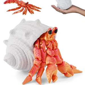 3D Printed Hermit Crab with Detachable Shell, Adjustable Flexible Limbs Stress Relief Toy, Perfect Gift, Collectible Animal Statue
