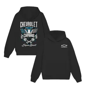 Camaro Super Sport Hoodie, Blue Racing Logo Graphic Sweatshirt For Men and Women, Classic Chevy Performance Pullover Hoodie For Car Lovers