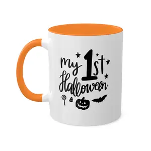 My First Halloween - Cute Candy Pumpkin - 11oz Colorful Halloween Mugs, Halloween Decor, Spooky Gifts, Fun and Scary Good, Coffee Mug Gifts, Fall Decor Stylish Ceramic Drinkware Cup universal merch Set Beverage