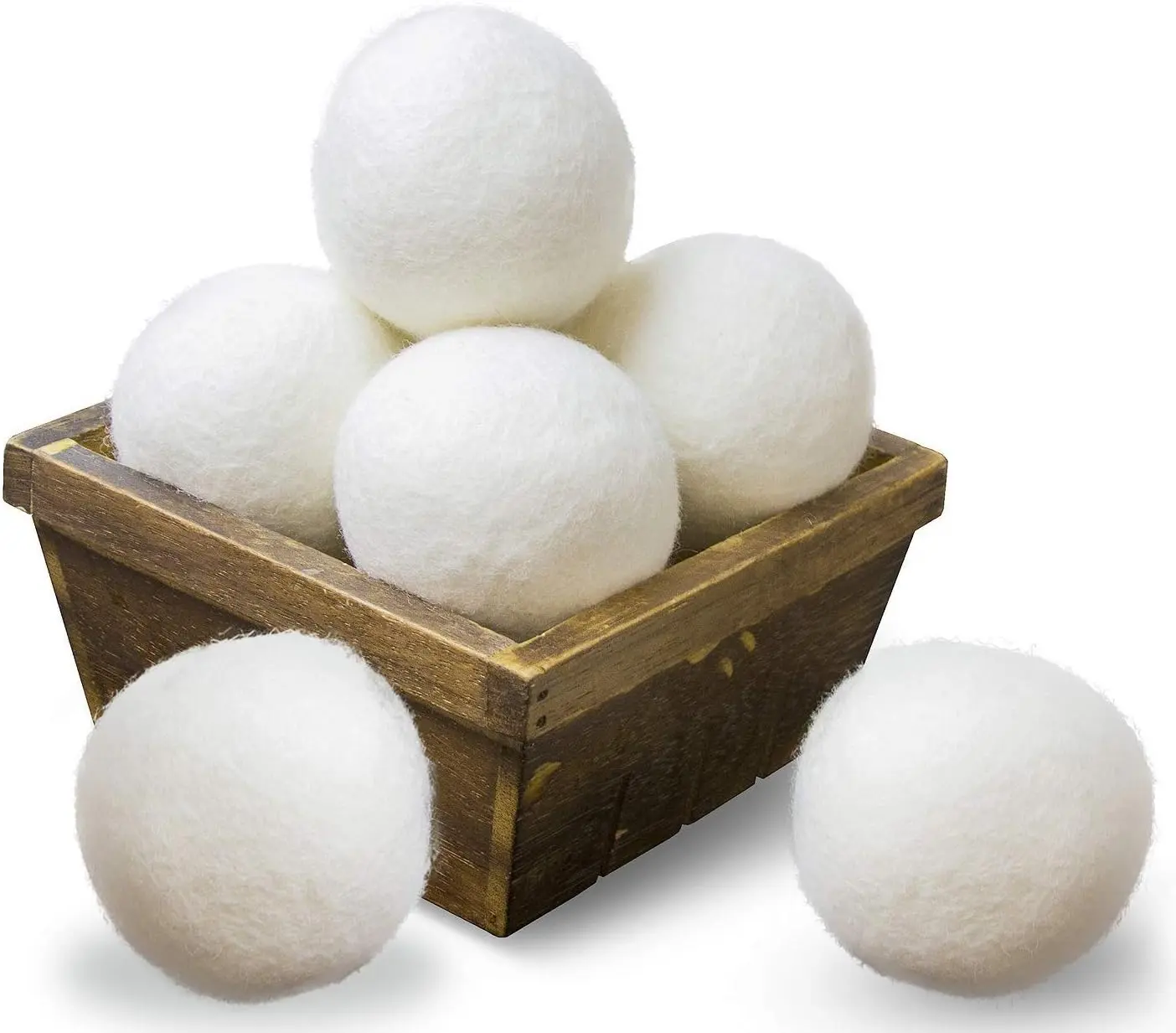 6-Pack XL 100% Organic New Zealand Wool Dryer Balls, Natural Laundry Fabric Softener, Chemical-Free, Reduces Wrinkles, Baby Safe, Energy & Time-Saving, 1000+ Loads, White