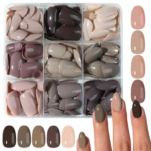 Y2K Nail Set, 216pcs Short Oval, Glossy Finish, Detachable Press-On Nails, Glossy False Nails, Suitable for Women & Girls, Stylish Acrylic Nails
