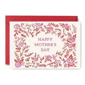 Happy Mother's Day Greeting Card, Botanical-Inspired Design Greeting Card with Envelope, Gift for Mom, Grandma, Wife