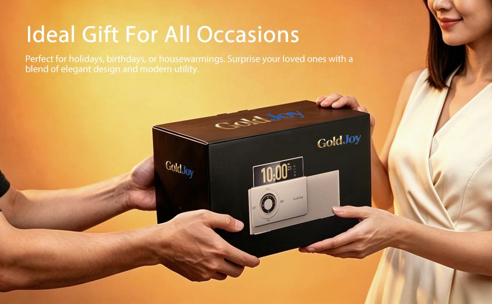 GoldJoy Flip-Up Display Screen Bluetooth Speaker, 7-in-1 Wireless Charging Station, Romantic Sunset Lamp, White Noise, Portable Bedside Speaker, Deep Bass Stereo Sound, Aesthetic Bedroom Decor, TikTok Home Gadget, Portable Outdoor Mini Bluetooth Speaker A