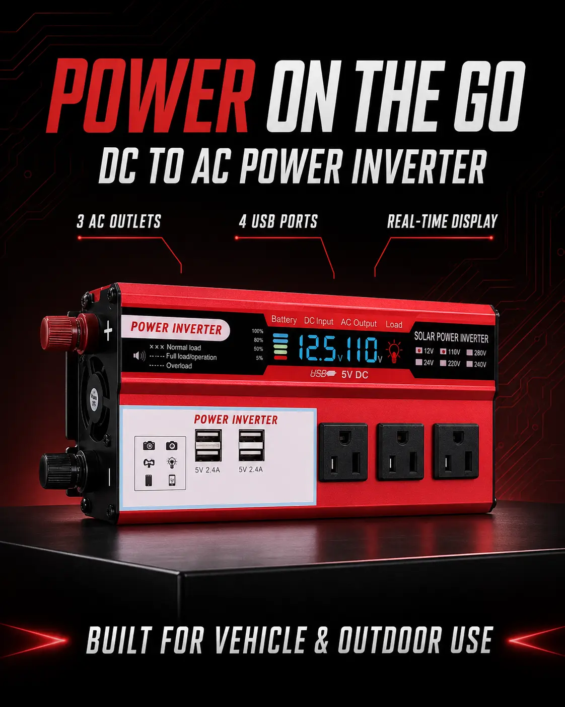 5500W High Power Boat Inverter, Vehicle Electrical Equipment for Multi-Device Use (Sports & Outdoor Water Sports Boating Accessory)