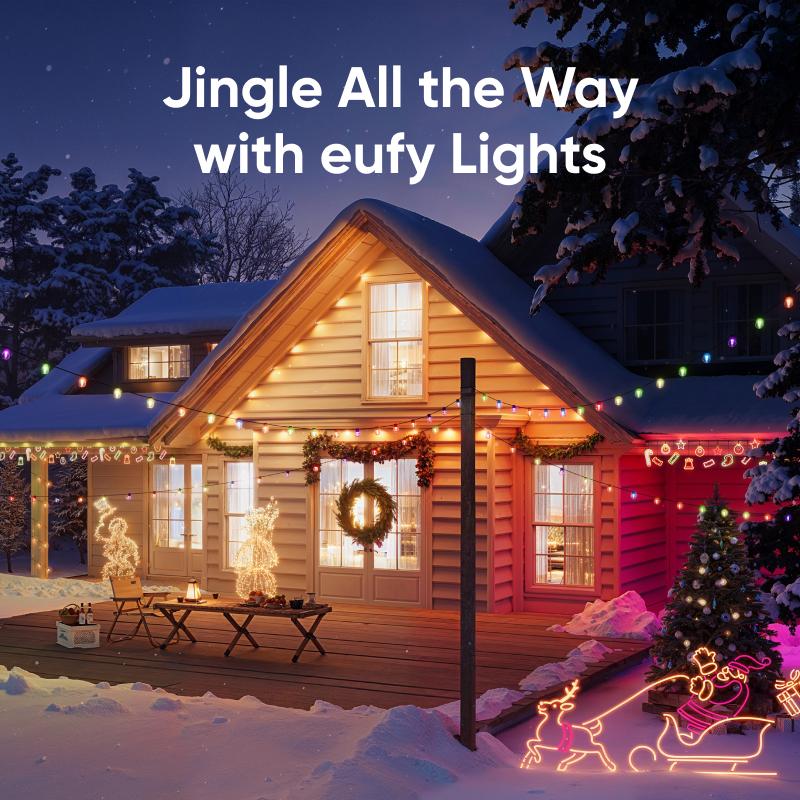 【Exclusive Bundle】eufy Security Permanent Outdoor Lights E22 With 60 Triple-LED Lights Smart RGBWW Lights Daily and Festive Up to IP67 Waterproof AI Lighting Themes for Christmas APP Control